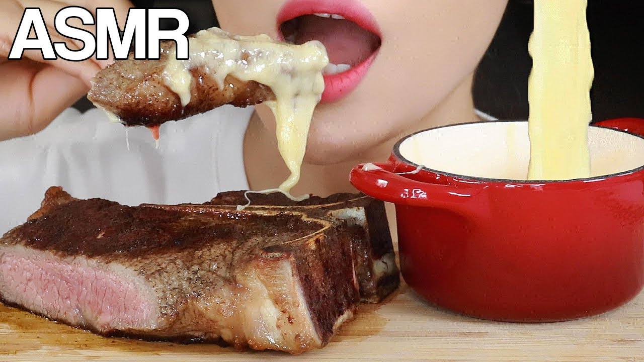 ASMR STEAK & CHEESE FONDUE 🥩🧀 Eating Sounds Mukbang No Talking