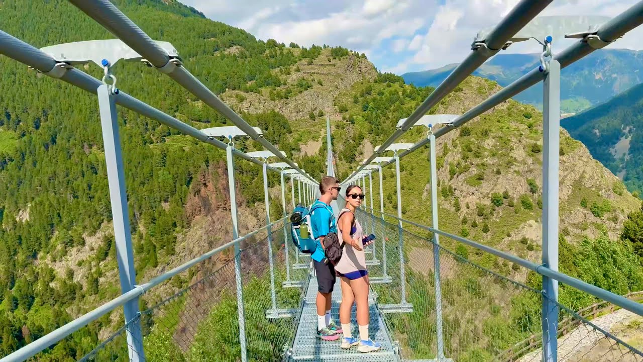 Walk over The Longest Suspension Bridge in Andorra (Pont Tibetà) | 603 Meters | 🇦🇩