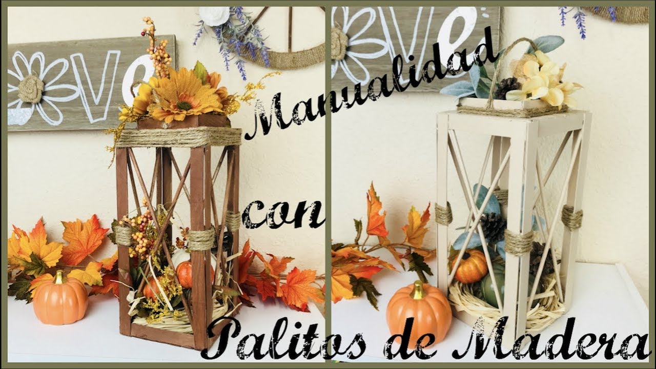 MANUALIDADES CON PALITOS DE HELADO (DECORACIÓN DE OTOÑO)Ash+LesTv