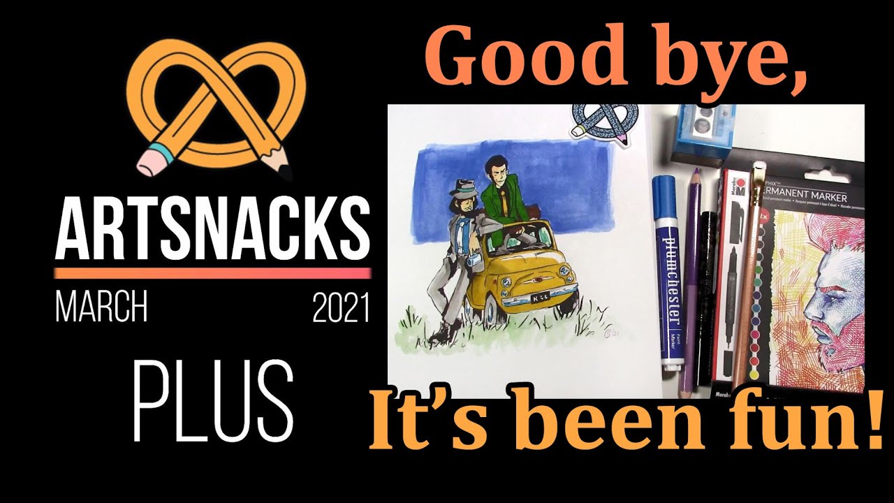 LAST BOX!! Artsnacks Plus March 2021 // Art supplies unboxing, challenge  // Lupin The Third fan art
