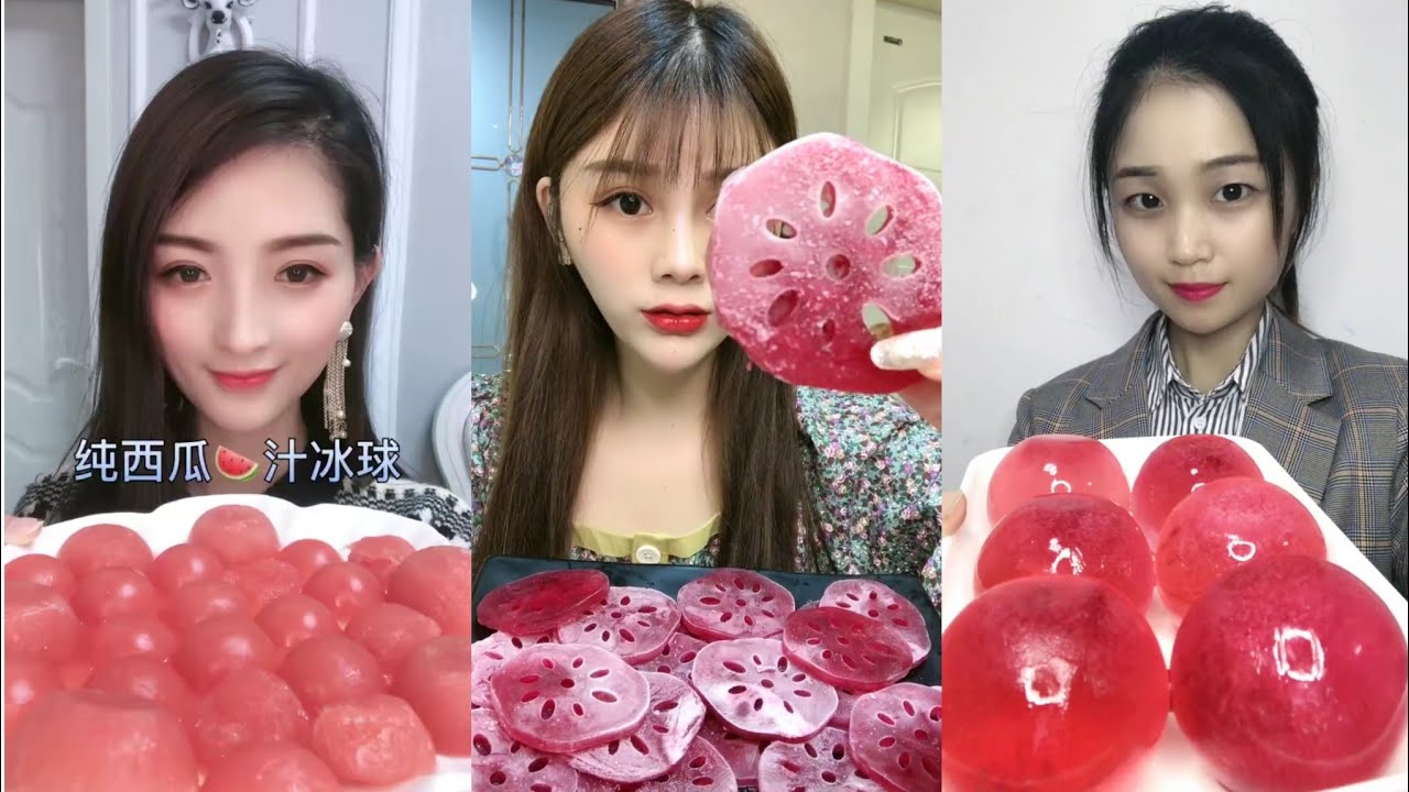 ASMR Red Colour Ice Eating ❤️ [Crunchy Sounds] ‖ 吃播 声控‖ 吃冰 얼음 먹기 Ăn đá ‖ #2