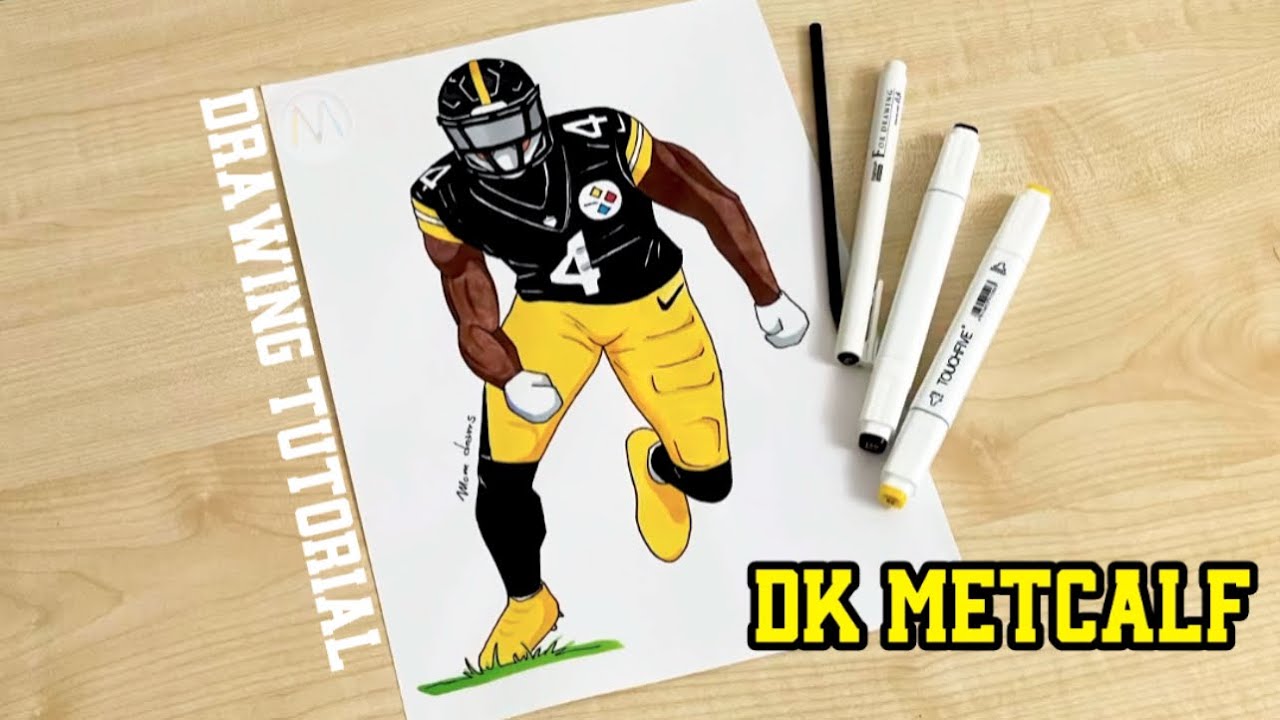 How to draw an american football player DK Metcalf / Pittsburgh Steelers
