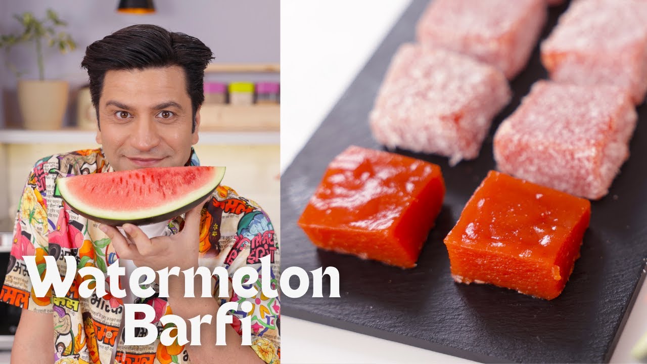 Watermelon Coconut Barfi | आसान तरबूज़ की बर्फी | Homemade Pudding | Fruit Jelly | Chef Kunal Kapur