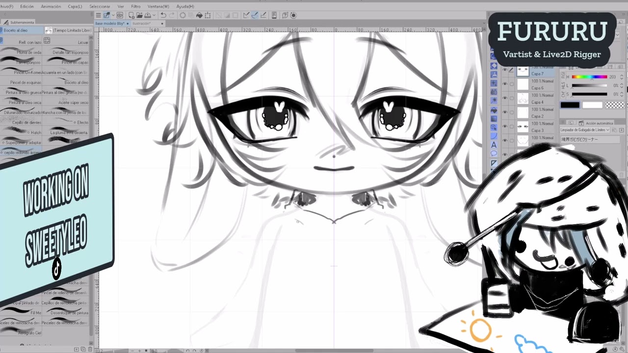💙 Desenha comigo! | Vtuber Sketch, Lineart e Cores Base | LoFi relaxante para trabalharmos juntos! 🐇