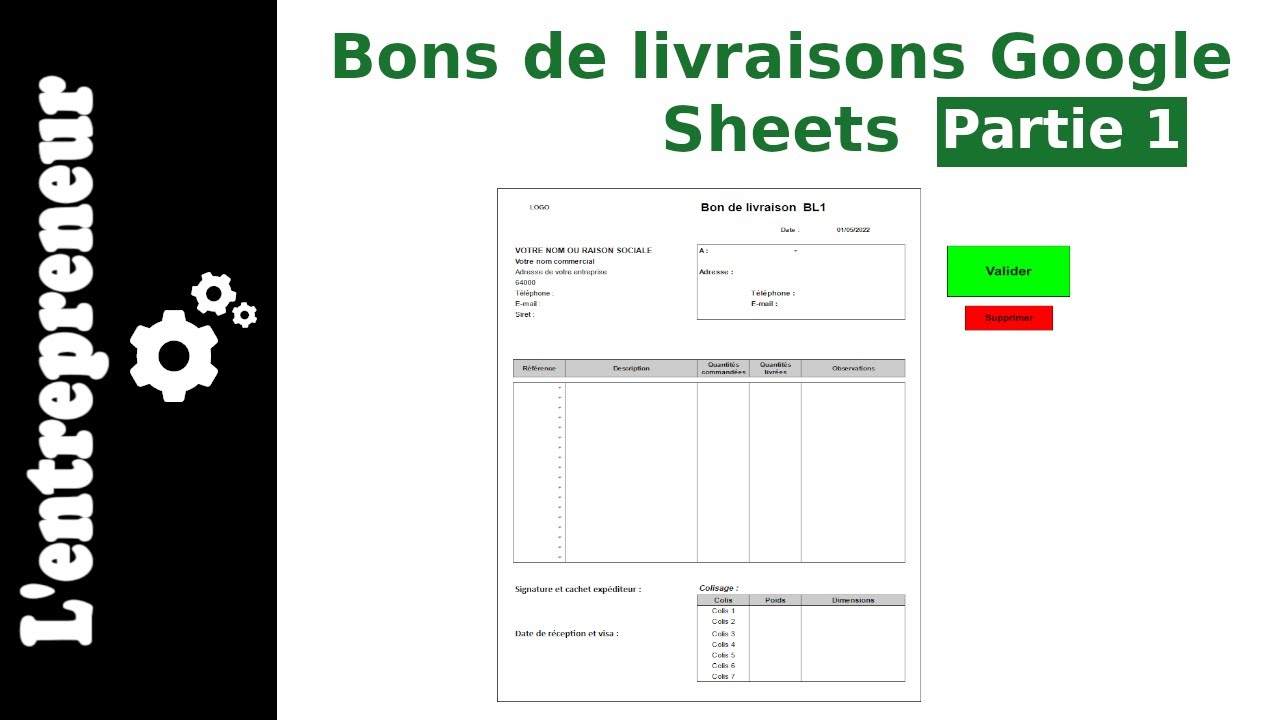 #1 Automatiser vos bons de livraisons sur Google Sheets : Mise en forme