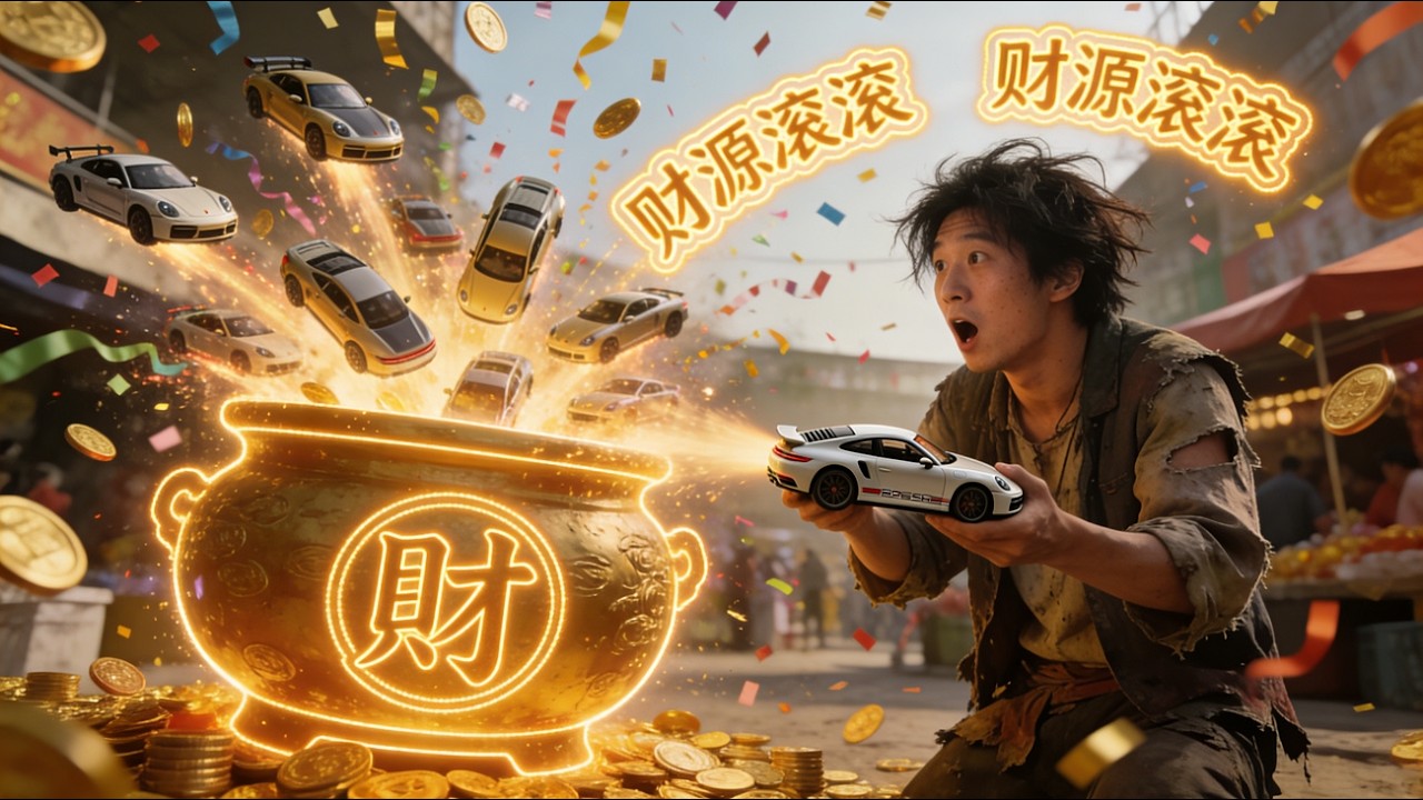 【首🔥發🔥新🔥劇】🔥一個保時捷變成億個保時捷？窮小子新年偶得聚寶盆複製萬物發大財....