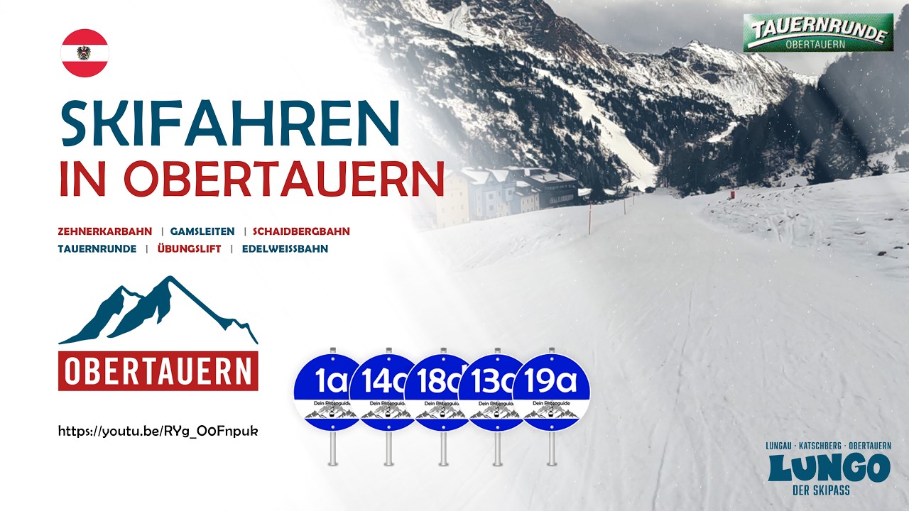 Obertauern - Pisten 1a (blau), 14a (blau), 18d (blau), 13a (blau) und 19a (blau) - Tauernrunde grün