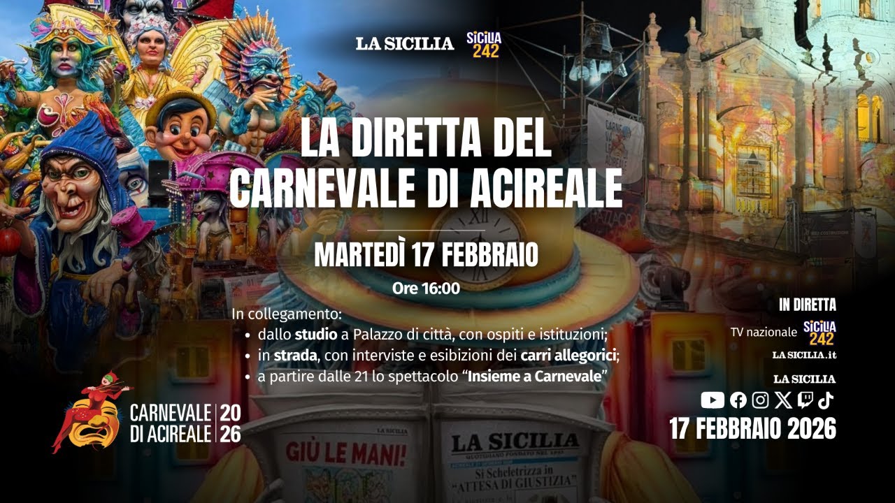 La diretta del Carnevale di Acireale 2026