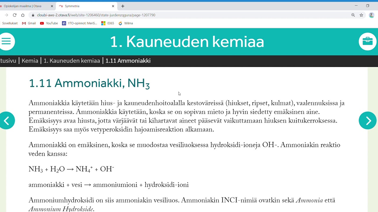 Symmetria   vetyperoksidi ja ammoniakki