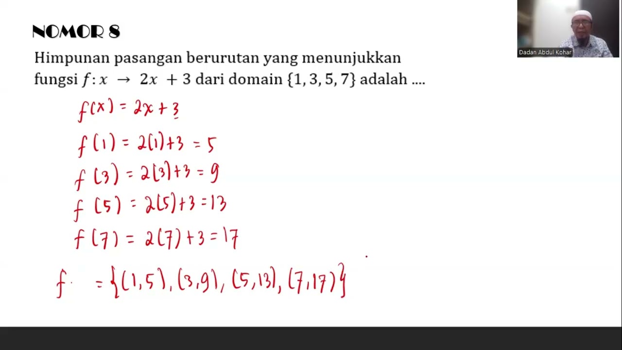 Pembahasan Latihan Soal Matematika SMP Relasi dan Fungsi Bagian 3 (No 7 sd 10)