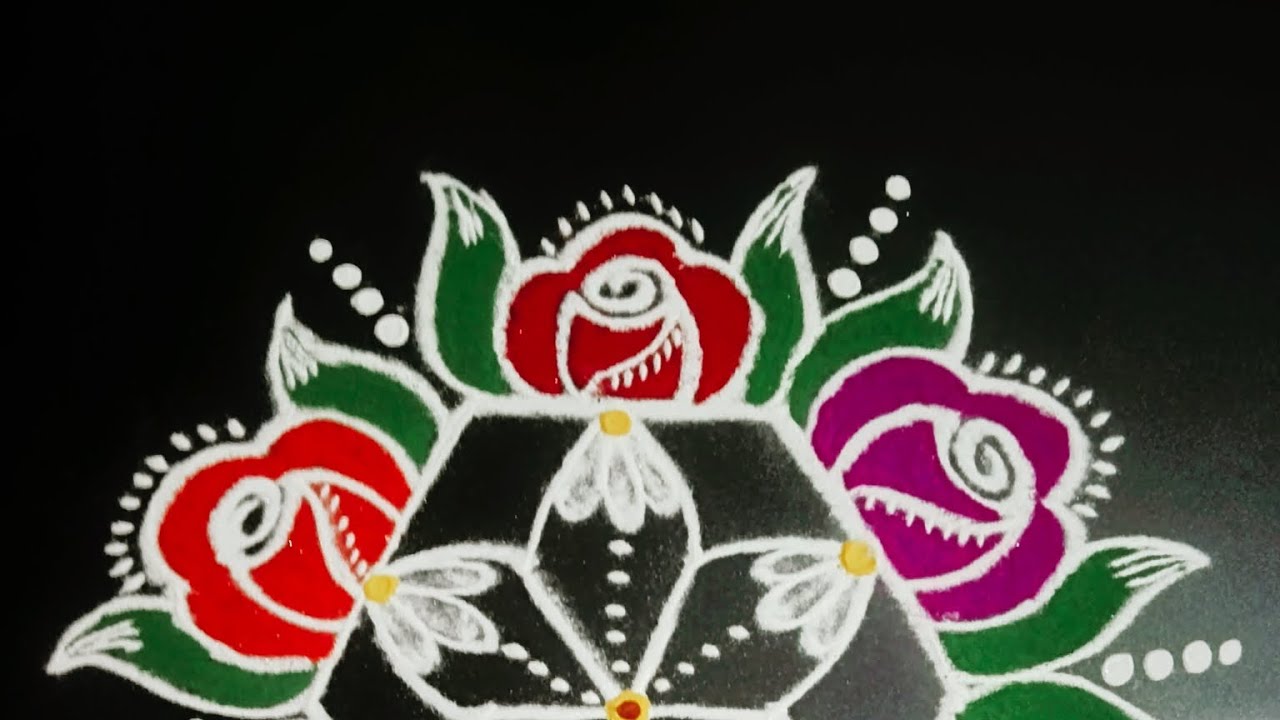 February 14 special kolam 🌺 easy simple design long video 🌹 flower design 🌹