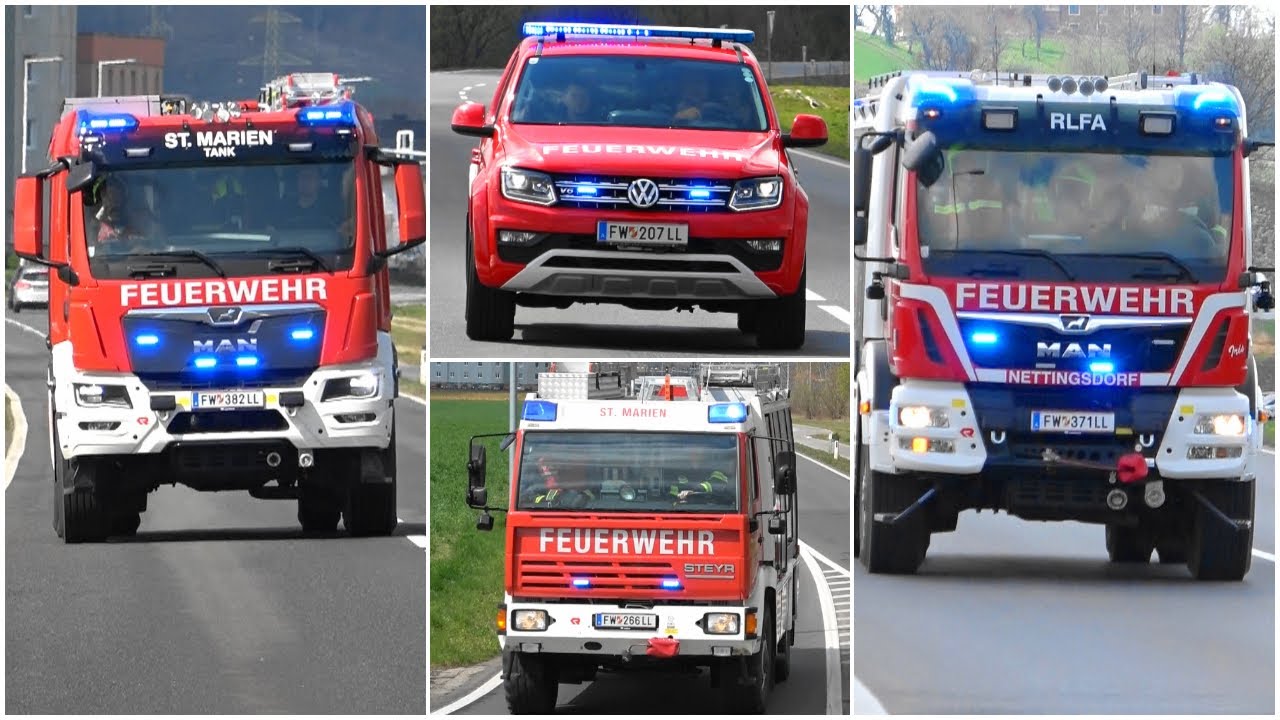 [B3 Großbrand in Enns] Einsatzfahrten der Feuerwehren