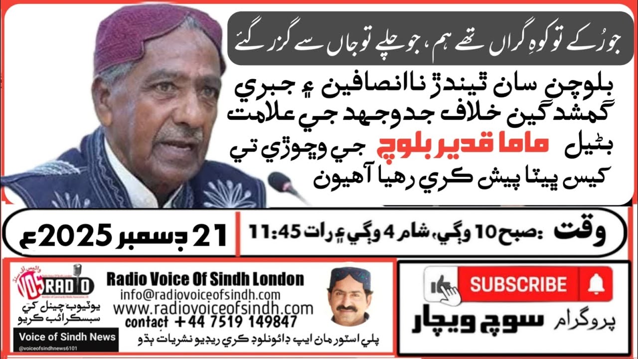 Soch Wechar: Tribute to Mama Qadeer Baloch: A Symbol of Resistance Against Enforced Disappearances