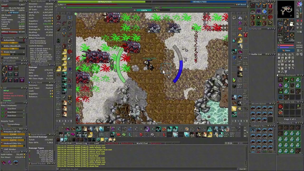RoshamuuI Mines RP 1067 hunt 6,4kk Raw 1,8kk Profit Terrorsleep Bounty Tibia
