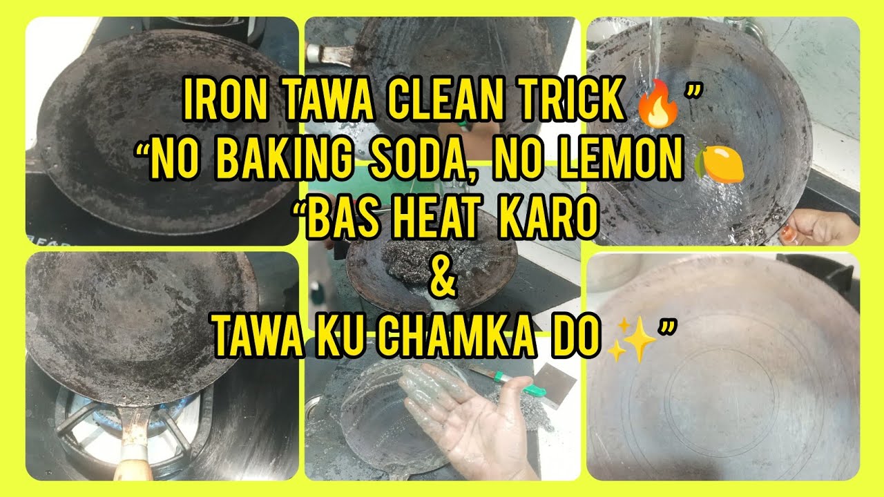 "Iron Tawa Cleaning Without Baking Soda & Lemon |Desi Hack |Heat & Clean Trick🔥
