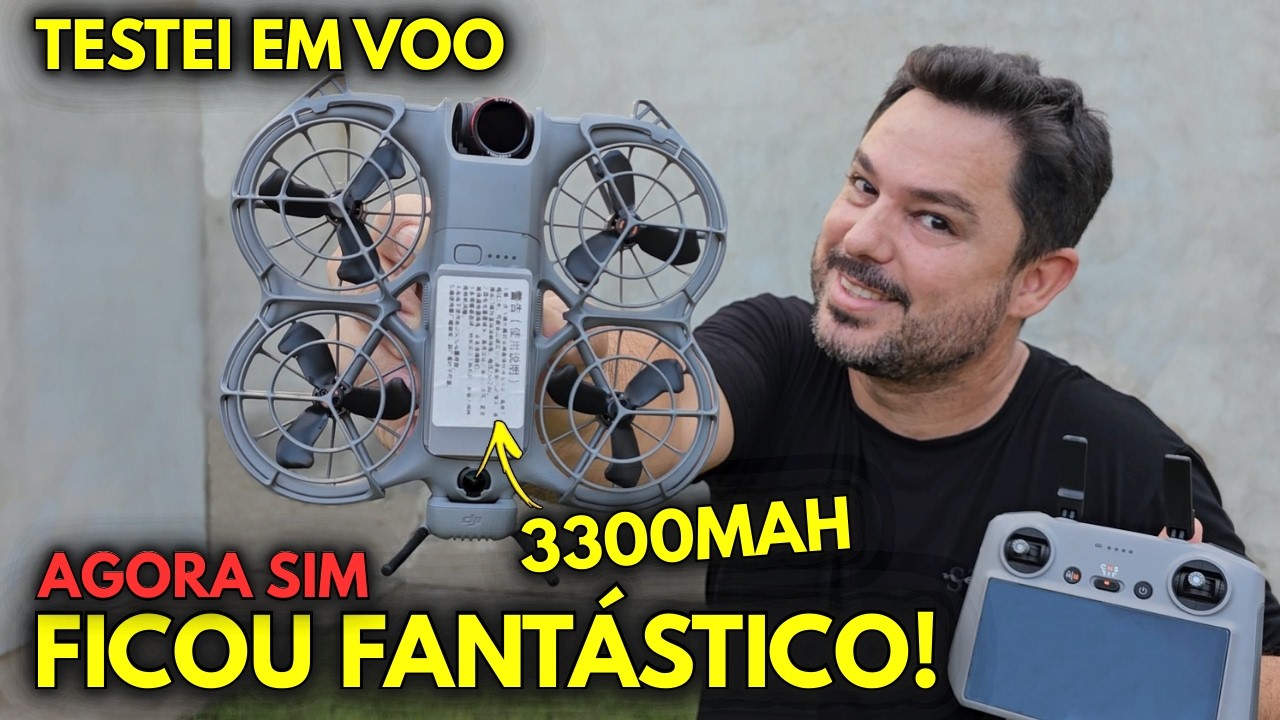 𝗗𝗝𝗜 𝗡𝗘𝗢 𝟮 com 𝗕𝗔𝗧𝗘𝗥𝗜𝗔 𝗱𝗲 𝟯𝟯𝟬𝟬𝗠𝗔𝗛 ficou 𝗙𝗔𝗡𝗧𝗔́𝗦𝗧𝗜𝗖𝗢! - Testei e comparei com a BATERIA NORMAL