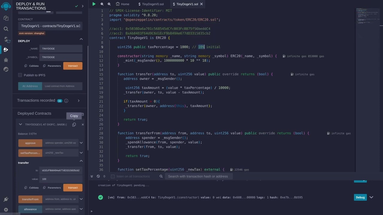 Meme coins tutorial - Token with tax in Solidity - Base Chain