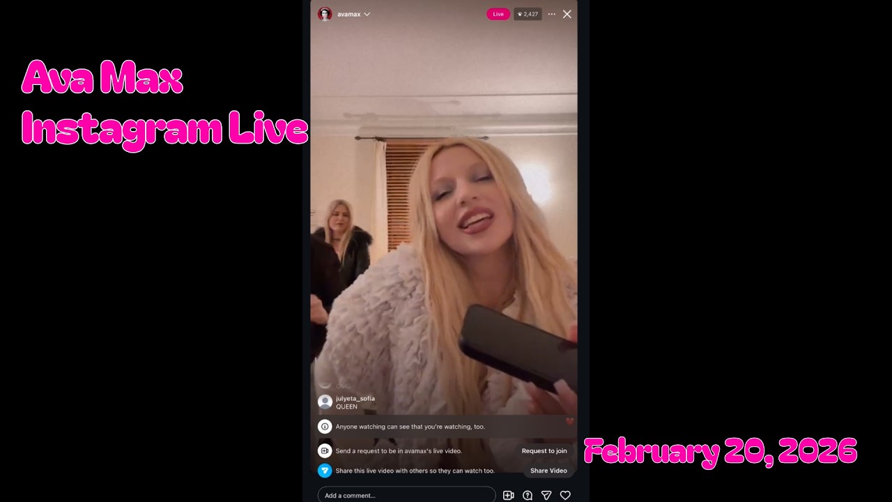 Ava Max Instagram Livestream February 20, 2026. (“Kill It Queen” snippet).