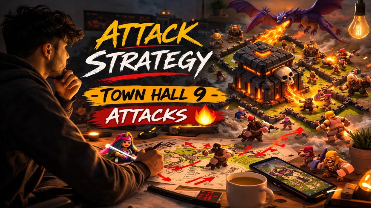 Attack Strategy - Town Hall 9 Attack Strategy🔥 ||🥰 Town Hall 9 Attacks  reply. @Sumit 007