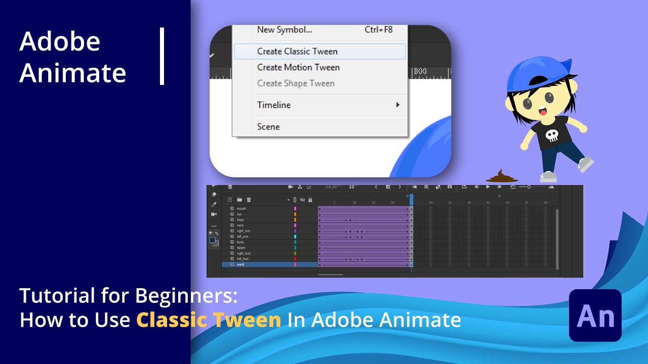 Learn Adobe Animate | Tutorial for Beginners: How to use Classic Tween in Adobe Animate