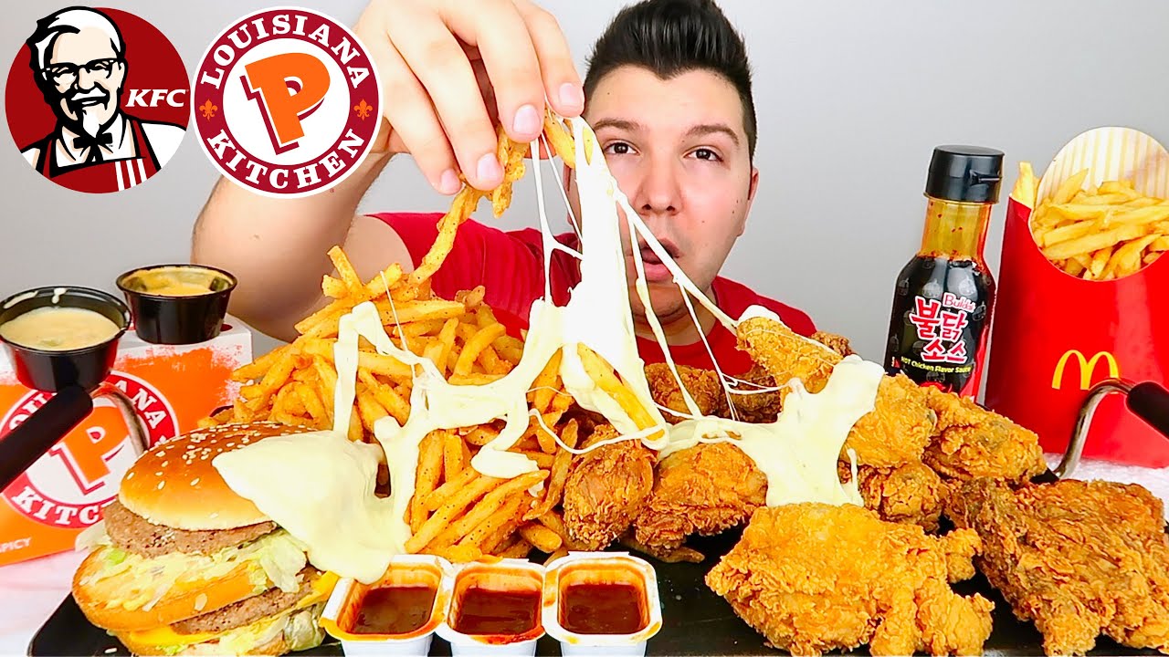 KFC, Popeyes, & McDonald's With Cheese • MUKBANG