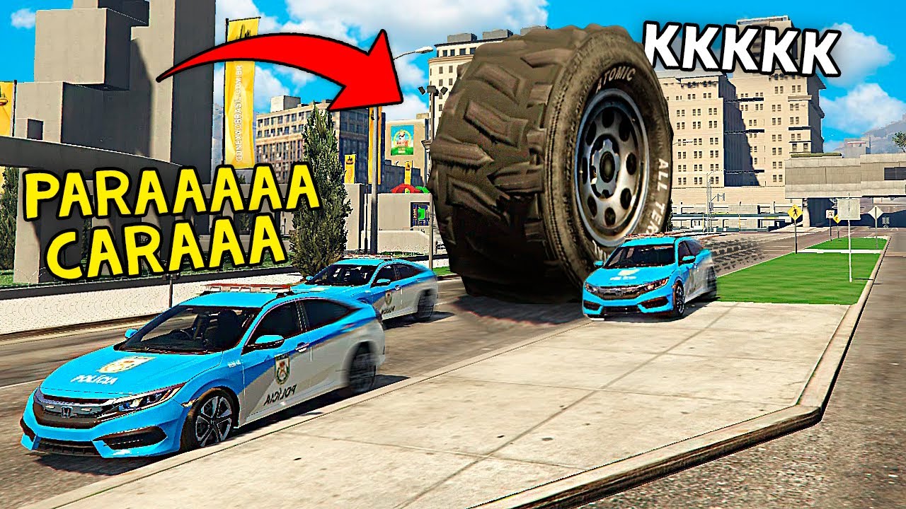 PNEU GIGANTE IRRITANDO POLICIAIS no GTA RP