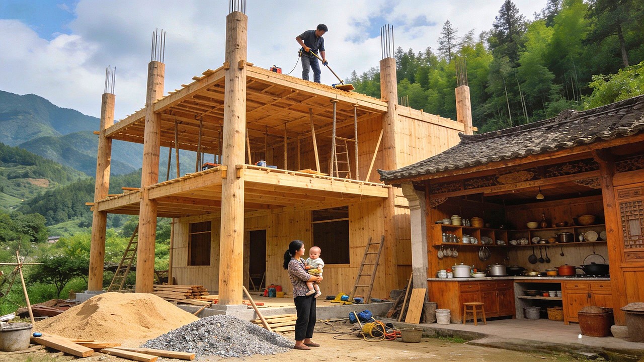 This Family Spent 300 Days Building their Dream Log Cabin with a Kitchen from Scratch