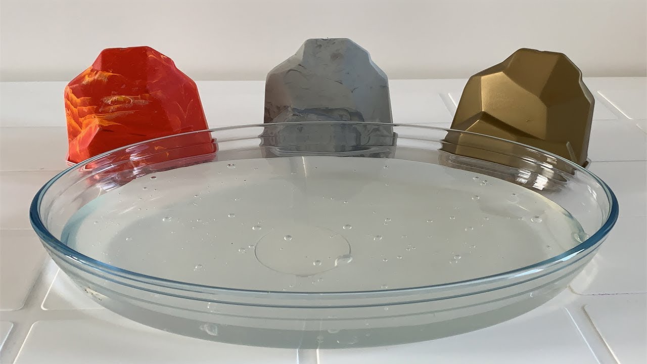 JOGUEI PEDRA DE LAVA, DE OURO E DE ROCHA DENTRO DO SLIME TRANSPARENTE E O RESULTADO FOI INCRÍVEL!!