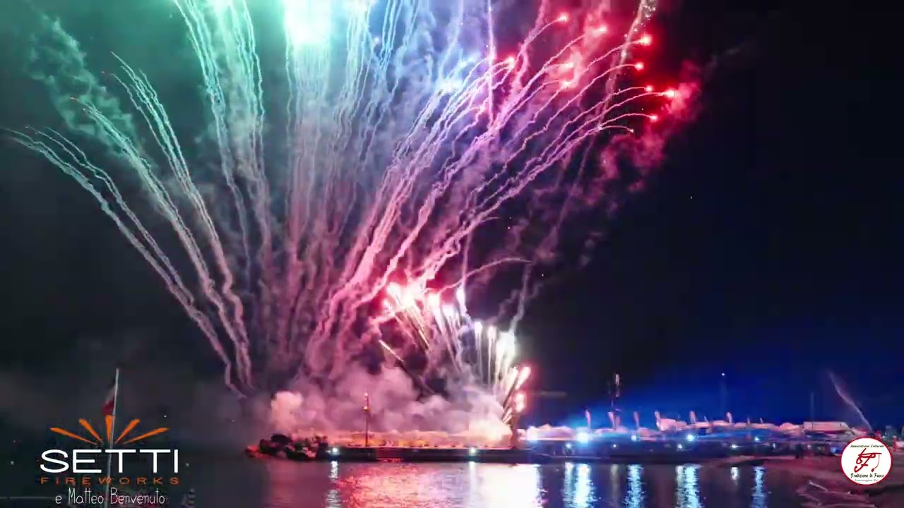 4K Bogliasco (GE) Festa del Carmine 2024 Piromusicale Setti Fireworks