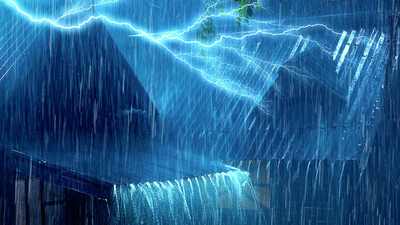 4K Thunderstorm Ambience 🌩 99% Instantly Fall Asleep With Rain And Thunder Sound At Night