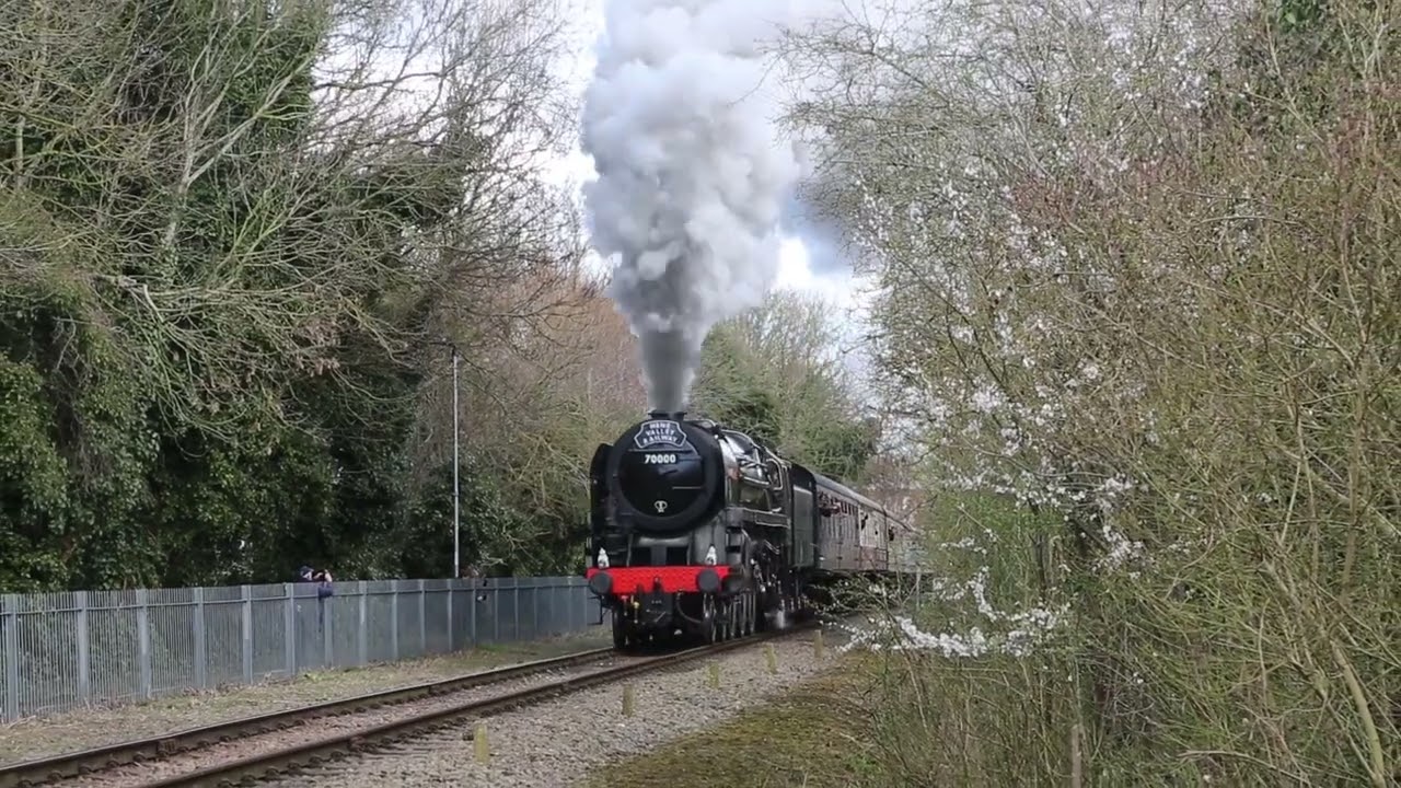 70000 Britannia on the Nene Valley Railway at Peterborough, Lynch Farm Bridge and Overton.