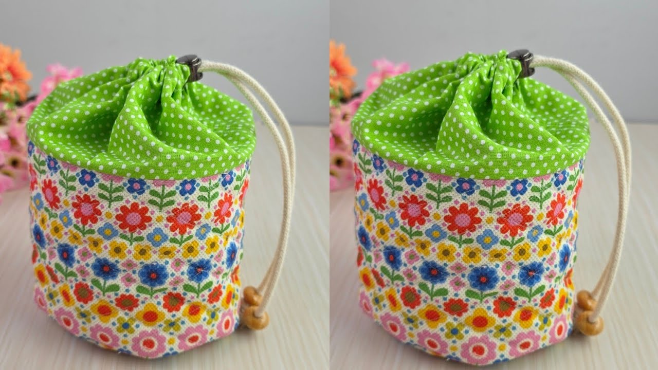 Mini Bucket with Drawstring Closure | Mini Pouch | Mini Basket | Easy Sewing 