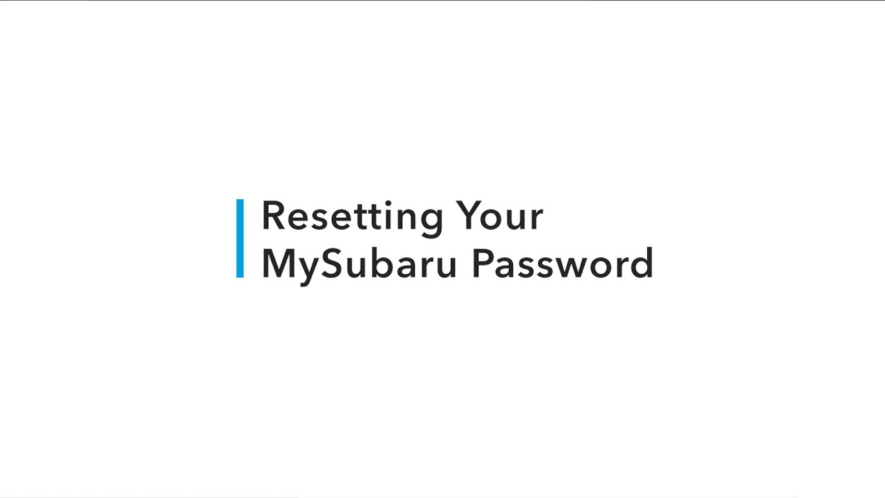 MySubaru Password Reset