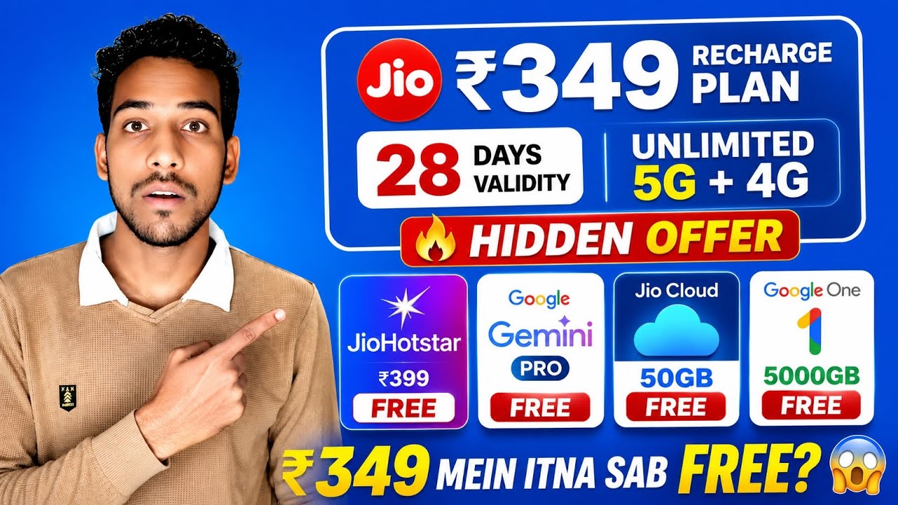 Jio ₹349 New Plan Details 2026: Unlimited 5G + Hotstar + Gemini Pro Free