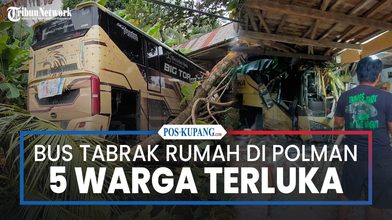 Bus Hilang Kendali Tabrak Rumah di Polewali Mandar, 5 Warga Terluka
