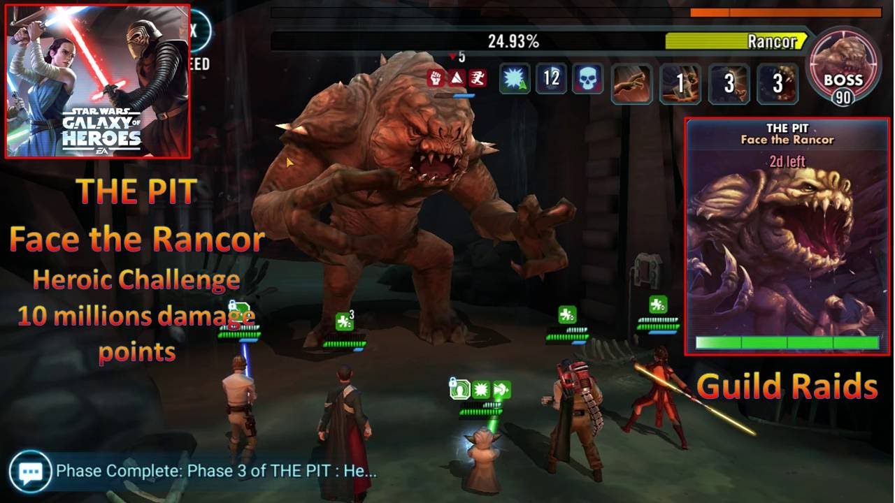 [*/\*] Star Wars: Galaxy of Heroes - Guild Raids - The Pit Face the Rancor (Heroic Challenge)
