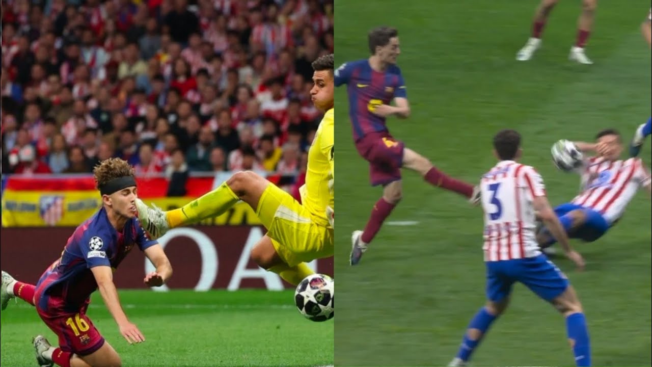 Barcelona okradziona bez czerwonej kartki Firmin Lopez uderzony w twarz przez Juana Musso, Atl&eacute;ti...