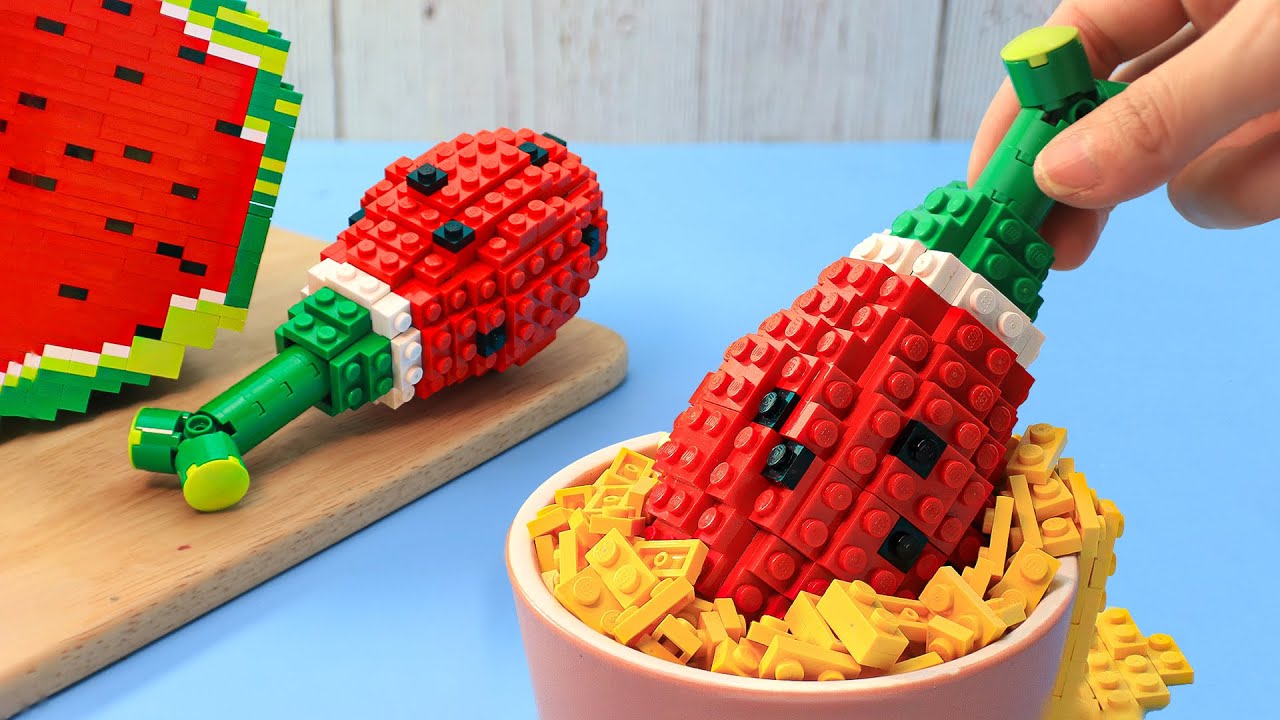 Super Crispy LEGO Watermelon Fried Chicken Recipe IRL | RARE Food in LEGO ASMR