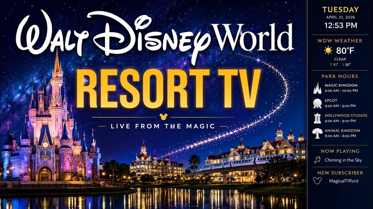 Disney World Resort TV 24/7 LIVE | Park Hours, Wait Times & Disney Lofi Music
