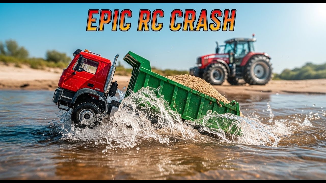 RC Трактор против Грузовика: Переправа через реку и Авария! 🚜🚚 Спасение из грязи