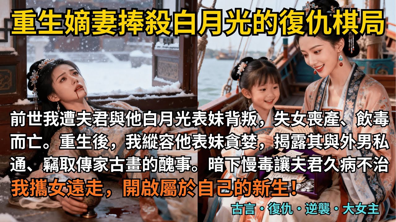 【古言復仇】完結爽文，前世我遭夫君與他白月光表妹背叛，失女喪產、飲毒而亡。重生後，我設局縱容表妹貪婪，揭露其與外男私通、竊取傳家古畫的醜事。暗下慢毒讓夫君久病不治。#完結 #小說 #古言小說 #復仇