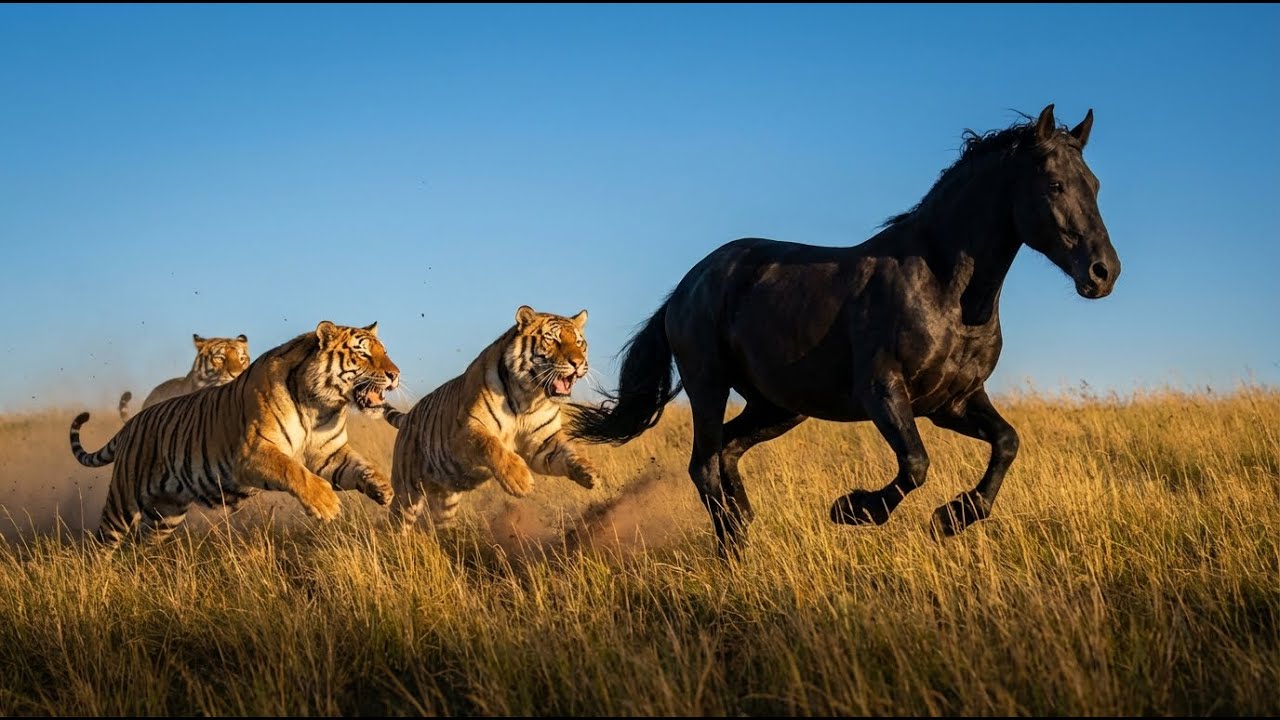 A Beautiful Horse Hunted by Hungry cougars  | RDR2 Wildlife Survival Cinematic 30