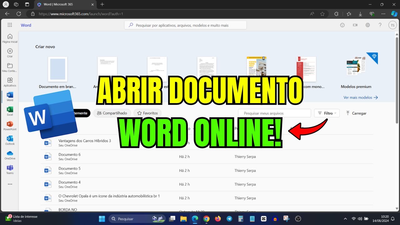 COMO ABRIR UM DOCUMENTO NO WORD ONLINE
