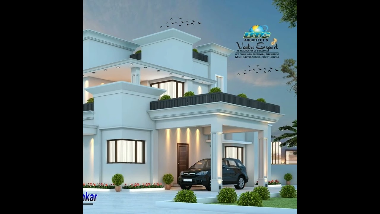 BTC ARCHITECT & VASTU EXPERTS | 3D View Elevation 3 BHK 4 BHK Modern House Plan | Front Elevation