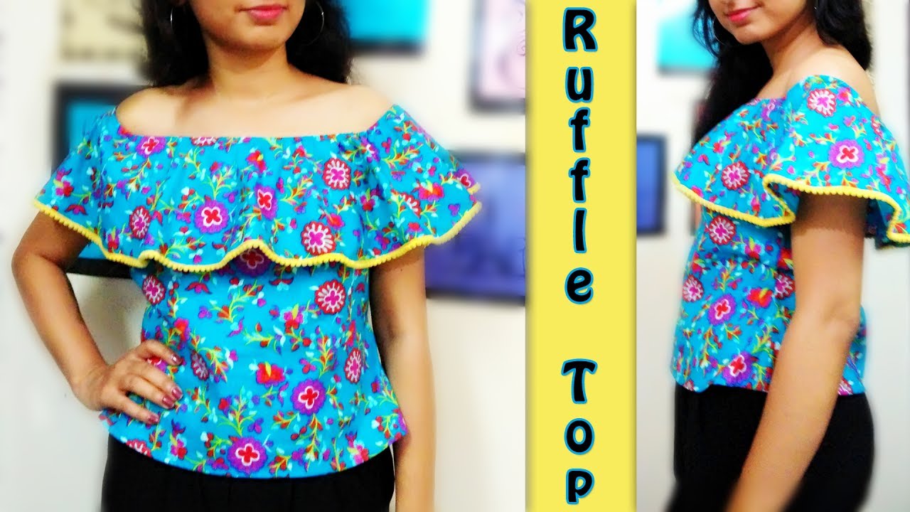 Off Shoulder Ruffle Top Cutting & Stitching | How to make Ruffle Top