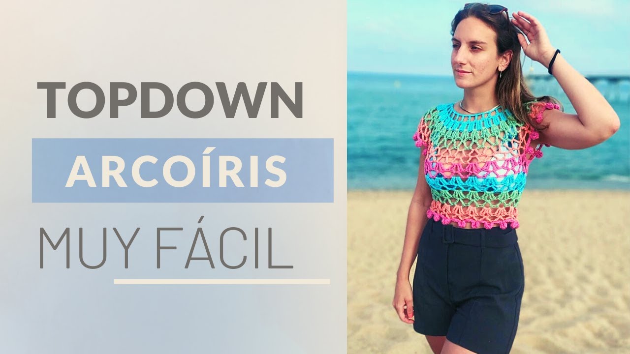🌈Topdown ARCOÍRIS🌈 Súper fácil! #diy #crochet #topdown #trending