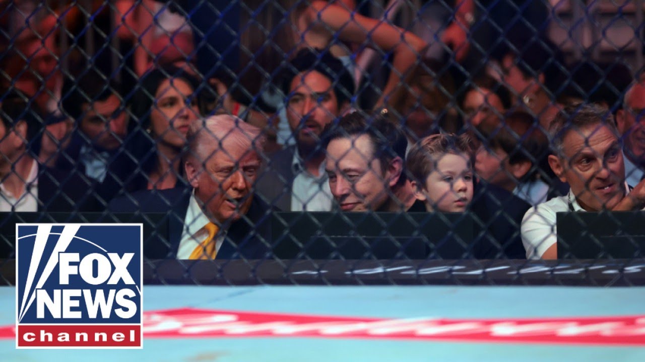 Roaring UFC crowd welcomes Trump, chanting 'USA!' #ufc314 #trump #elonmusk #ufc
