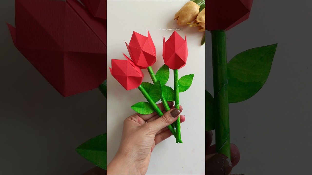 CREATE Beautiful ROSE FLOWER with Paper! #origami #papercraft