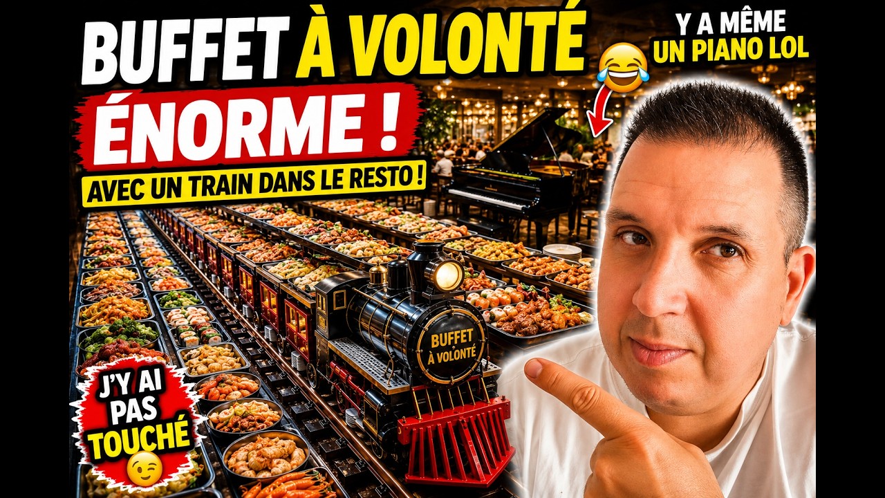 Buffet à volonté ENORME avec un train dans le restaurant .. Y a même un piano lol j'y ai pas touché