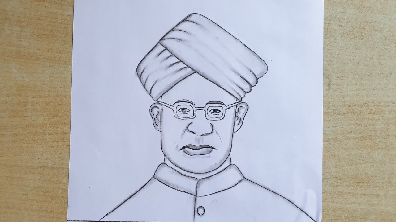 Dr Sarvepalli Radhakrishnan drawing easy | happy Teacher's Day ❤ | @KINDERKIPATHSHALA